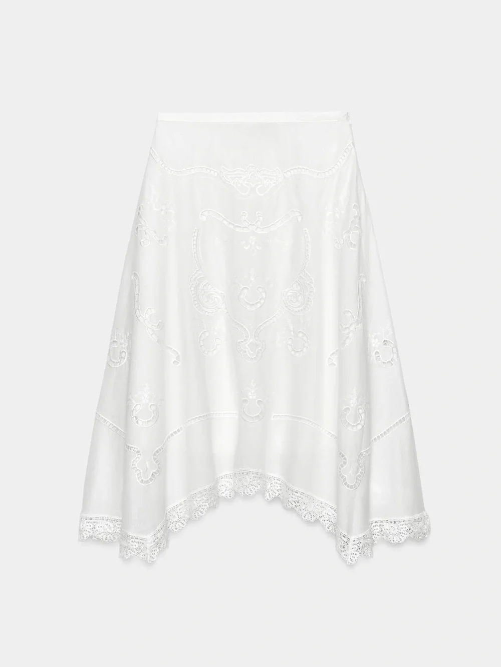 Zara ZW Collection Embroidered Asymmetric Skirt